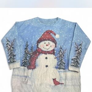 Snowman Sweater with Red and Blue Design
